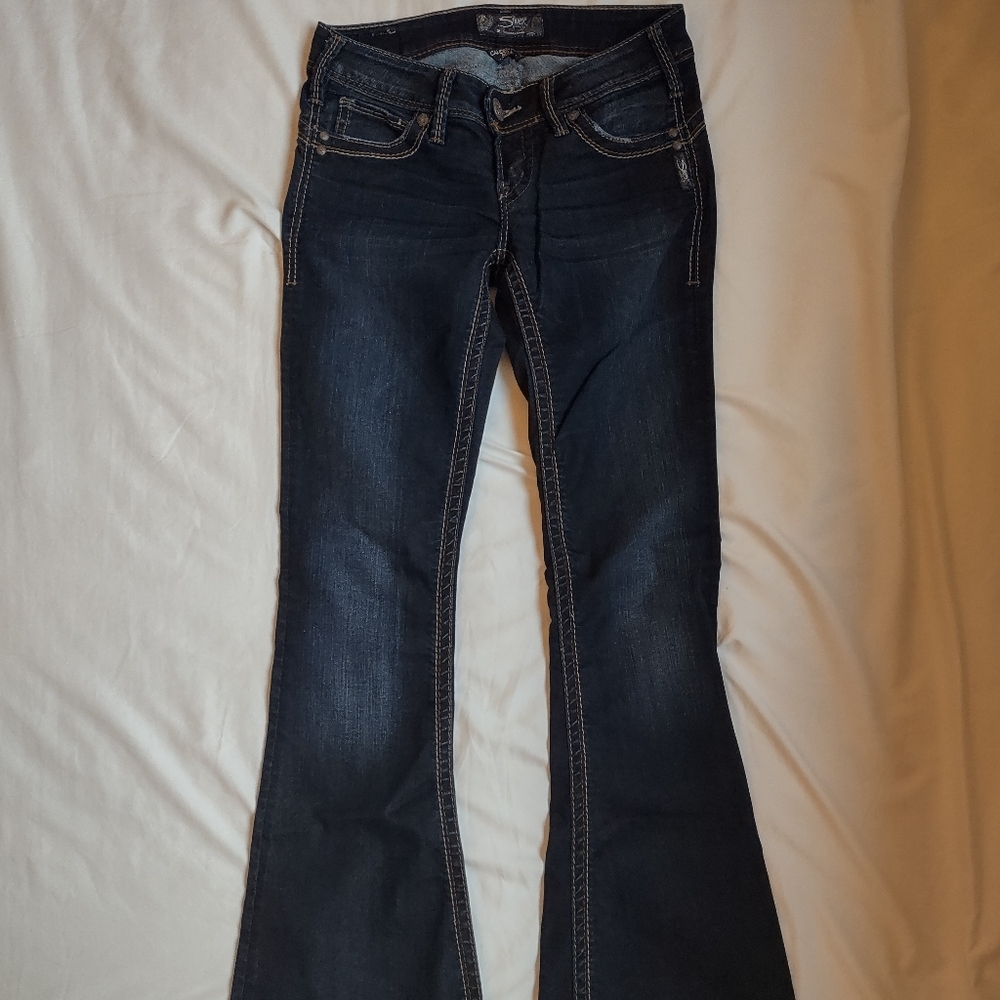 Silver jeans size 25L Dark wash wide leg.